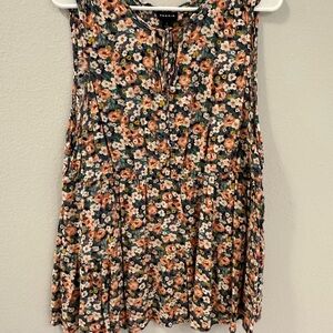 Torrid Floral Sleeveless Blouse - Pink and White